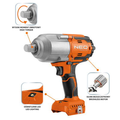 Cheie cu percutie fara perii 1100Nm Energy+ 18V, Li-Ion