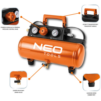 Compresor E+ 18V, 8 bar, 3,8 l NEO