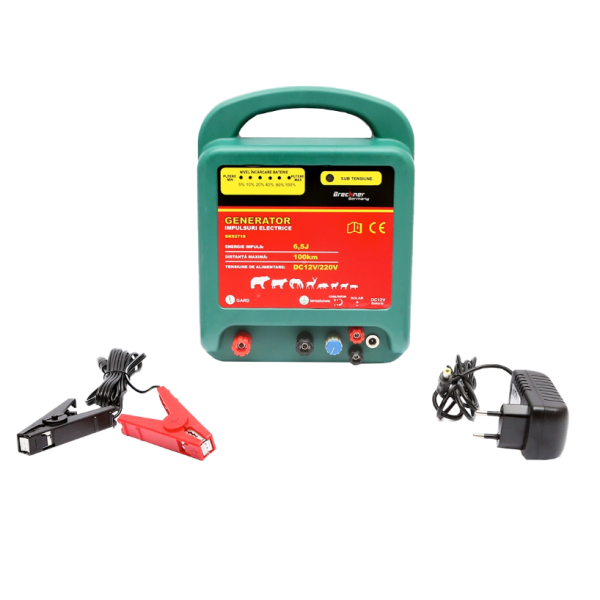 Aparat generator de impulsuri DC12/220V 6.5 Joule, 100Km pentru gard electric