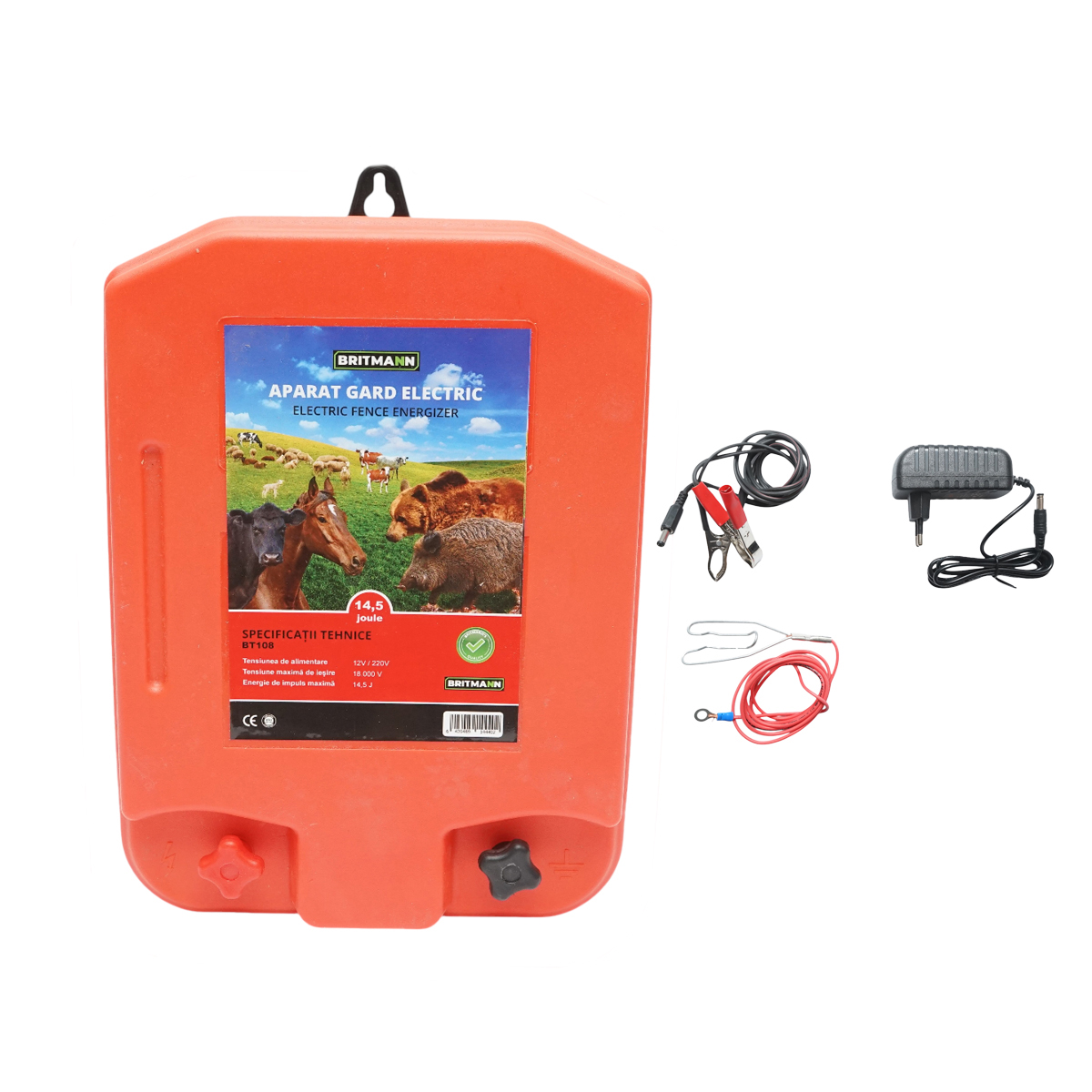 Aparat generator de impulsuri 14.5 Joule, 100km pentru gard electric DC12-220V