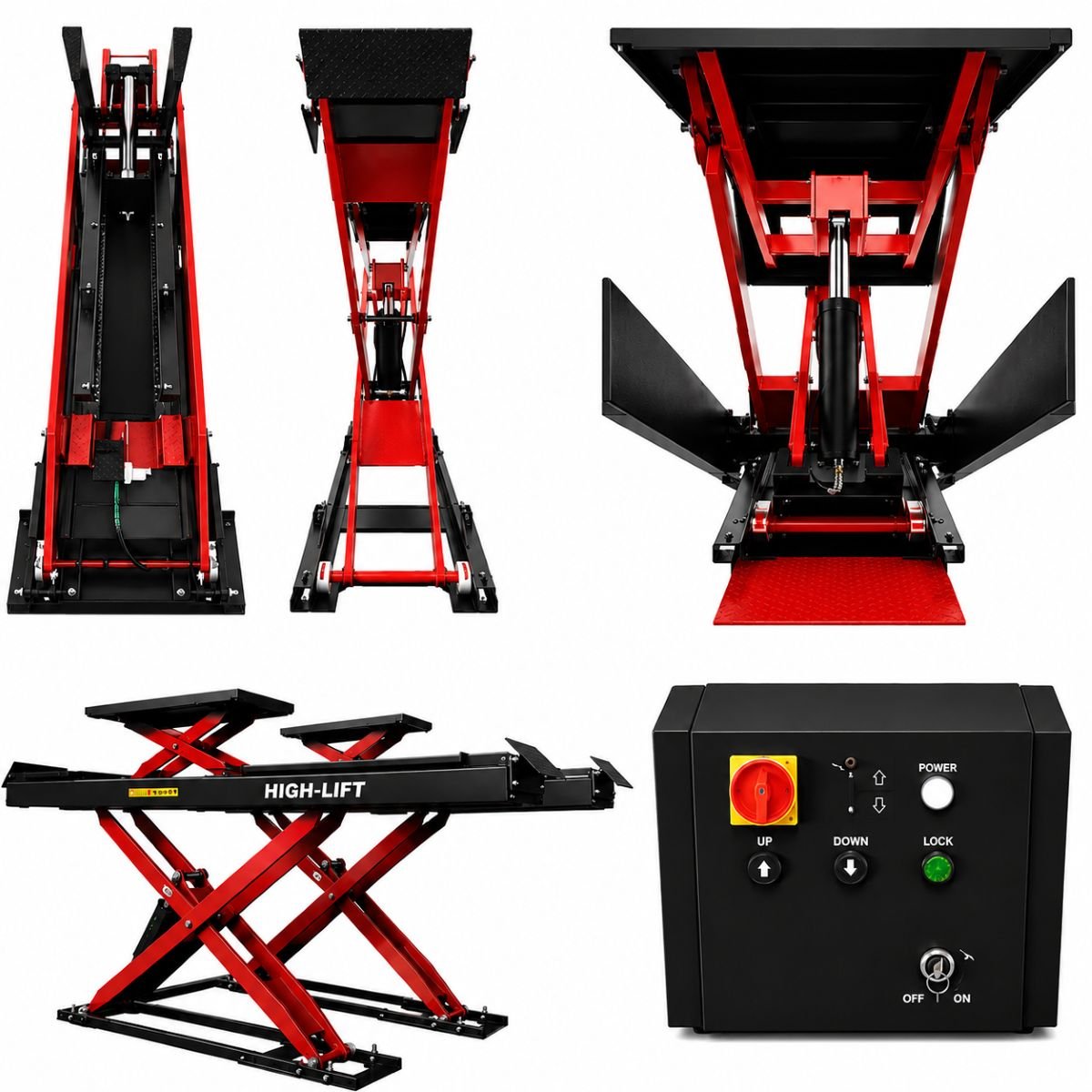 Elevator auto tip foarfeca dublu 380V, 2.2kW, capacitate ridicare 4000kg, inaltime ridicare 330-1850mm