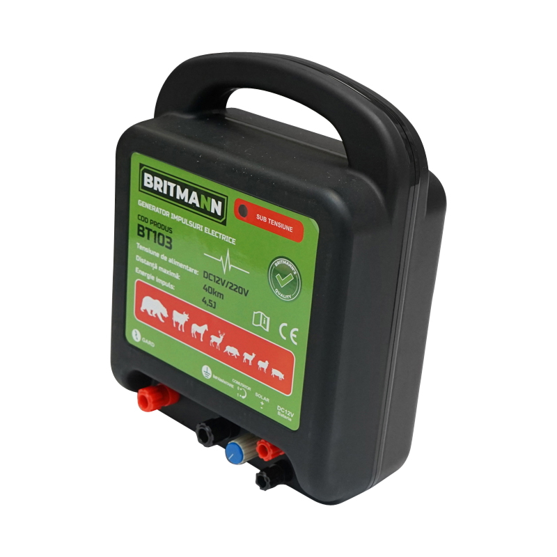 Aparat generator de impulsuri DC 12/220V, 4.5 Joule 40km pentru gard electric