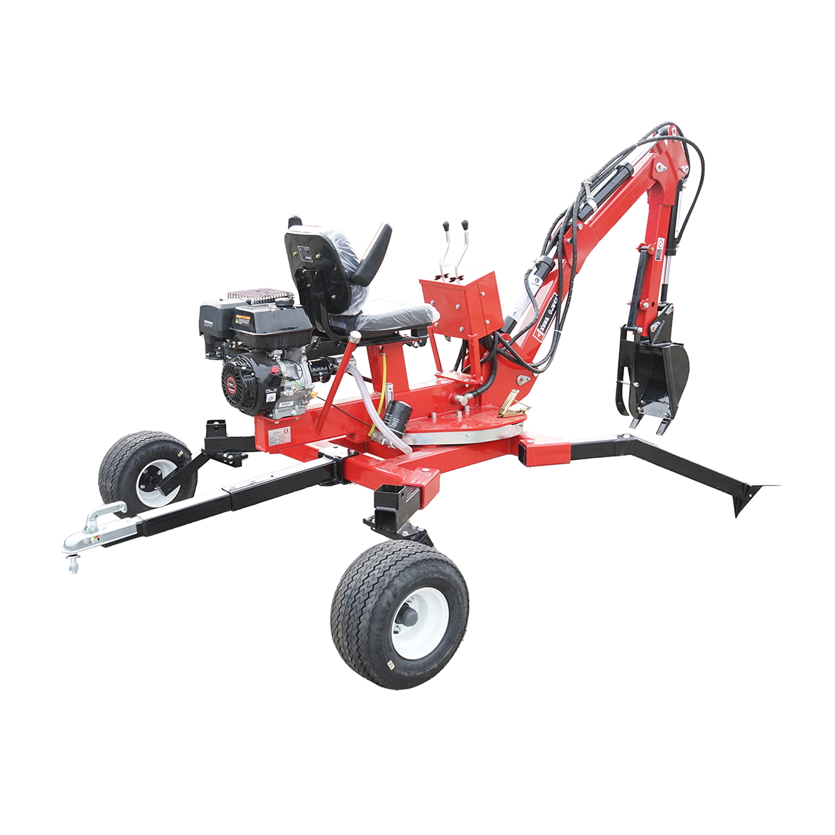Mini excavator pentru ATV cu motor 15Cp, 420CC pe benzina remorcabil, rotire 360 grade