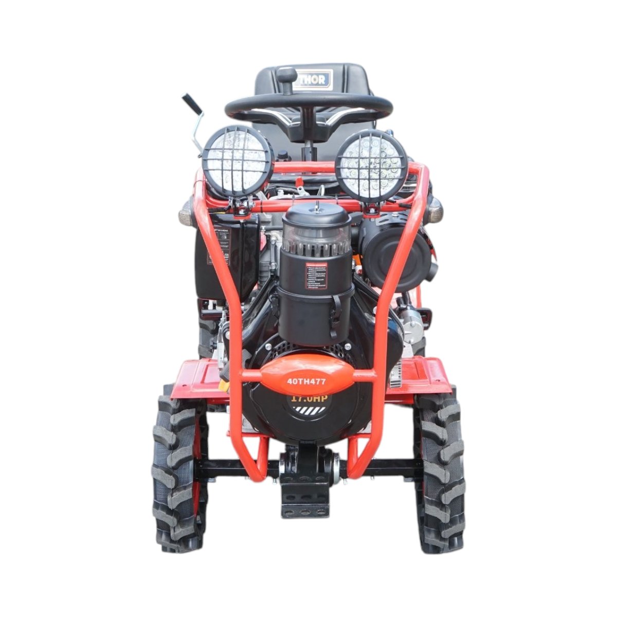 Mini tractor 4x4 diesel 17CP, 531cc, 3+1 viteze, 2 cutii de viteze, pornire electrica/manuala, latime lucru 1050mm cu freza, rarita, roti metalice, picior sprijin