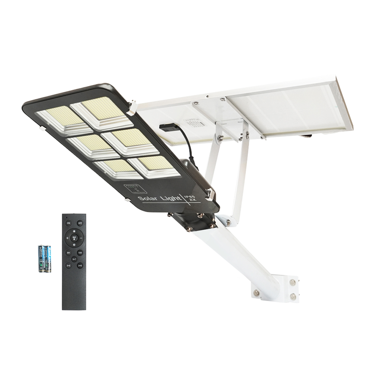 Lampa solara LED 300W cu panou solar 25W, baterie LiFePO4 3.2V/40Ah, 6000-8000K, telecomanda IP65awd