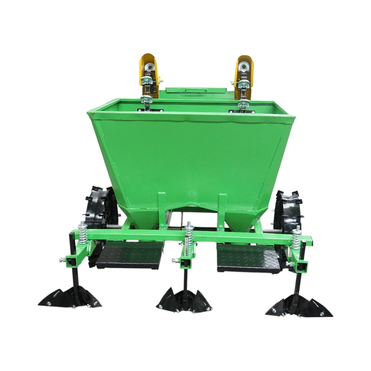 Masina de plantat cartofi pe 2 randuri cu fertilizare, buncar 180kg model Polonia