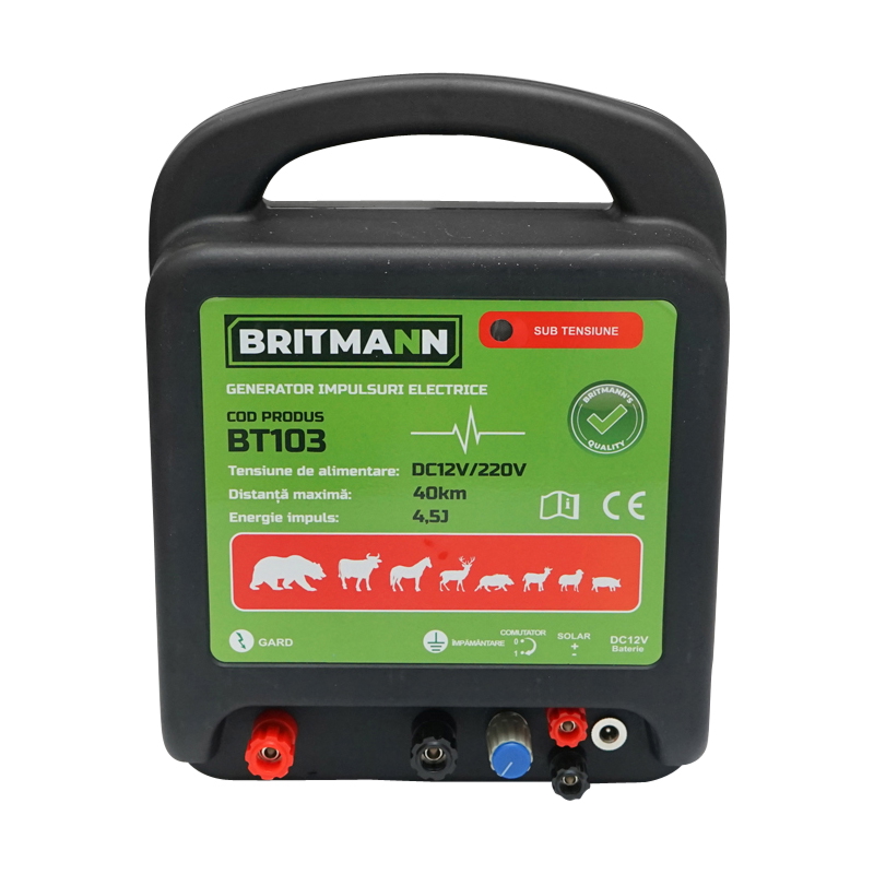 Aparat generator de impulsuri DC 12/220V, 4.5 Joule 40km pentru gard electric