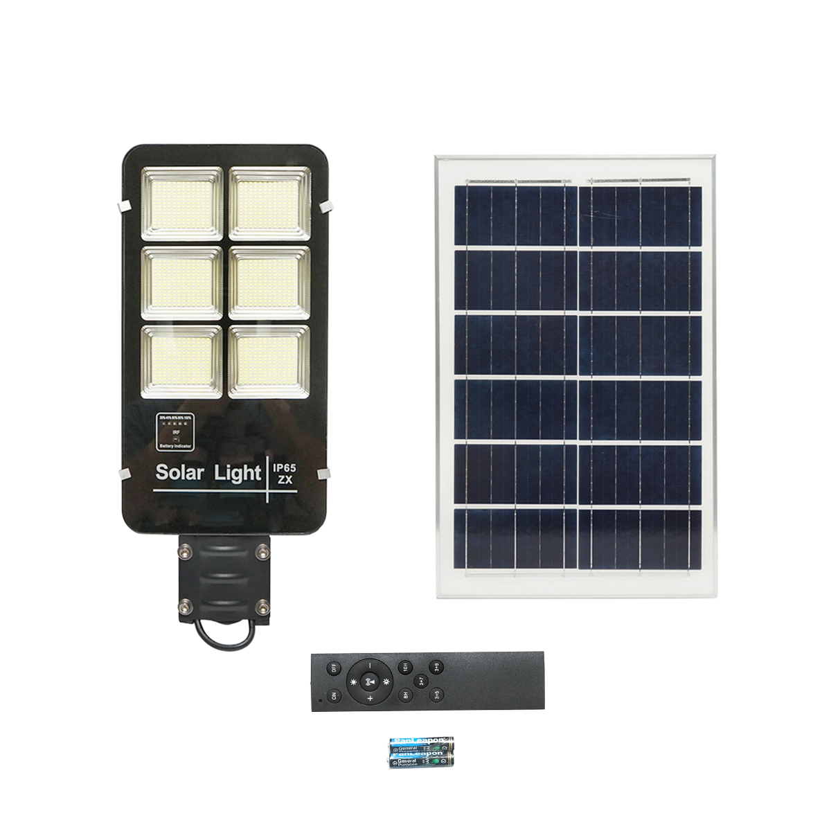 Lampa solara LED 300W cu panou solar 25W, baterie LiFePO4 3.2V/40Ah, 6000-8000K, telecomanda IP65awd