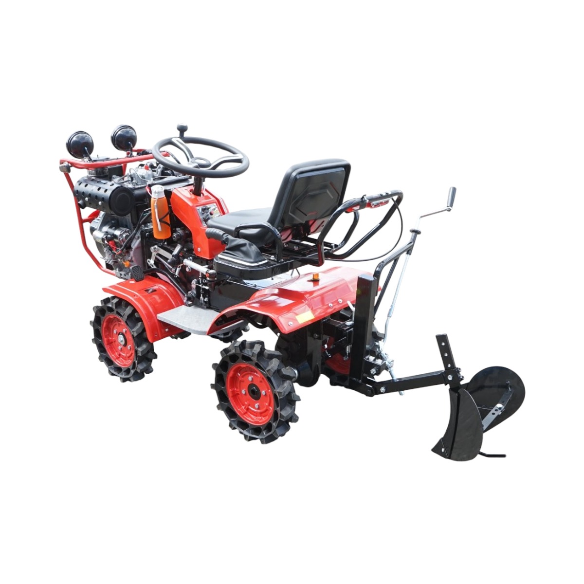 Mini tractor 4x4 diesel 17CP, 531cc, 3+1 viteze, 2 cutii de viteze, pornire electrica/manuala, latime lucru 1050mm cu freza, rarita, roti metalice, picior sprijin