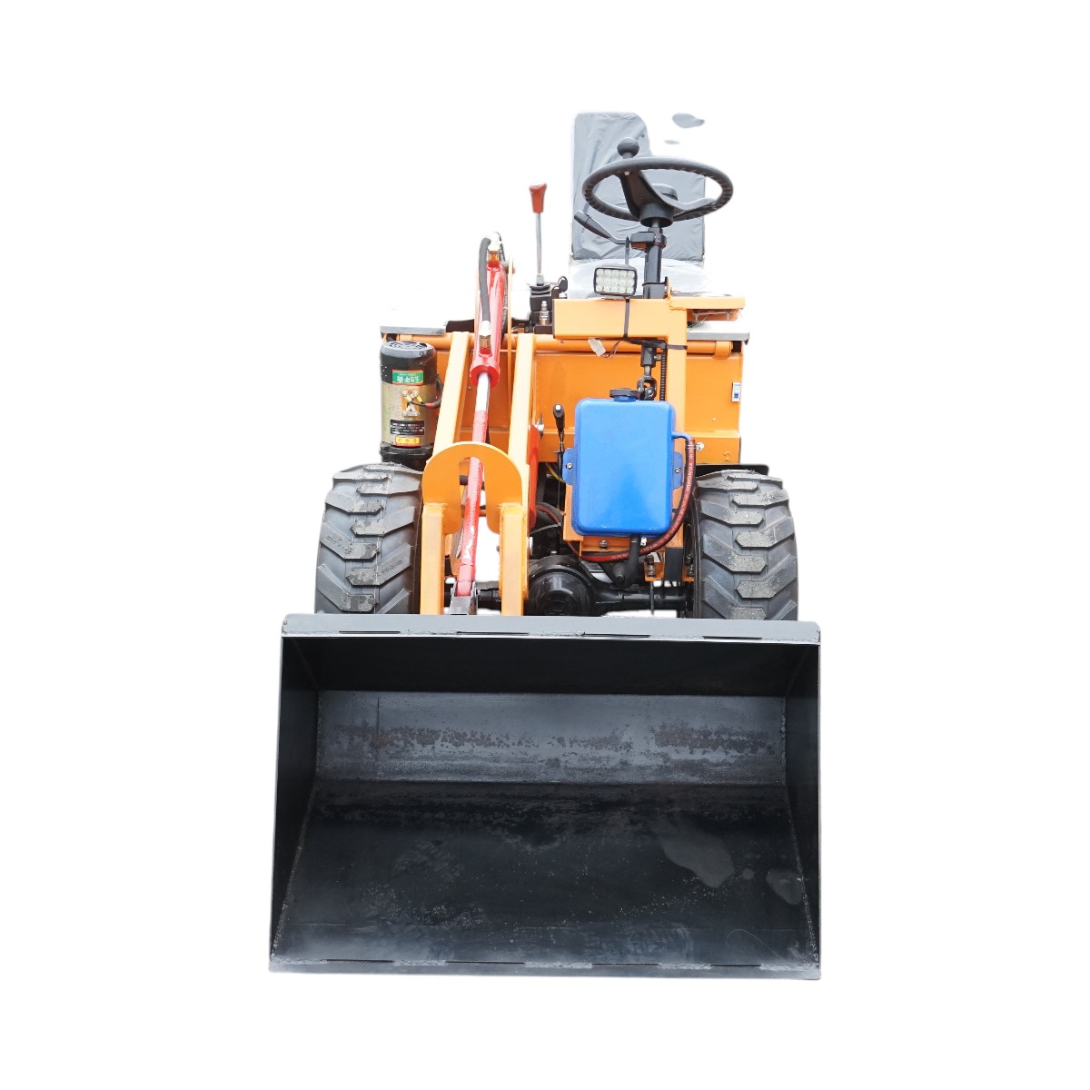Mini incarcator frontal electric cu 3 roti, 2 motoare 1800W/1300W, baterie 48V/52Ah, capacitate ridicare 200kg, cupa 900x450x370mm