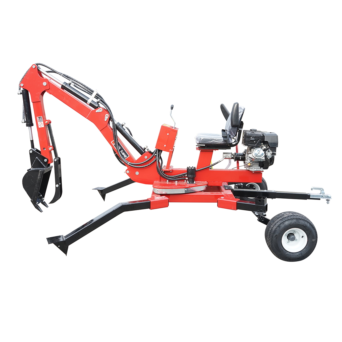 Mini excavator pentru ATV cu motor 15Cp, 420CC pe benzina remorcabil, rotire 360 grade