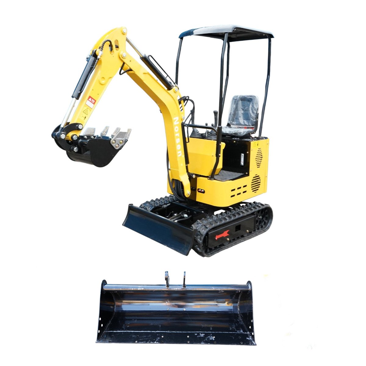 Mini excavator 1T pe senile cu semicabina, motor diesel 10CP, 499cc, adancime sapare 1600mm, 2 cupe incluse 390/960mm