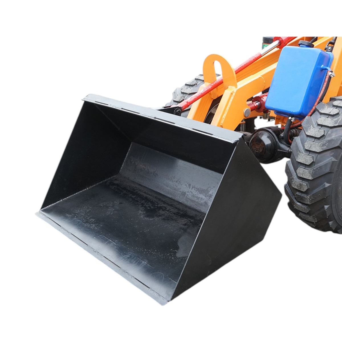 Mini incarcator frontal electric cu 3 roti, 2 motoare 1800W/1300W, baterie 48V/52Ah, capacitate ridicare 200kg, cupa 900x450x370mm