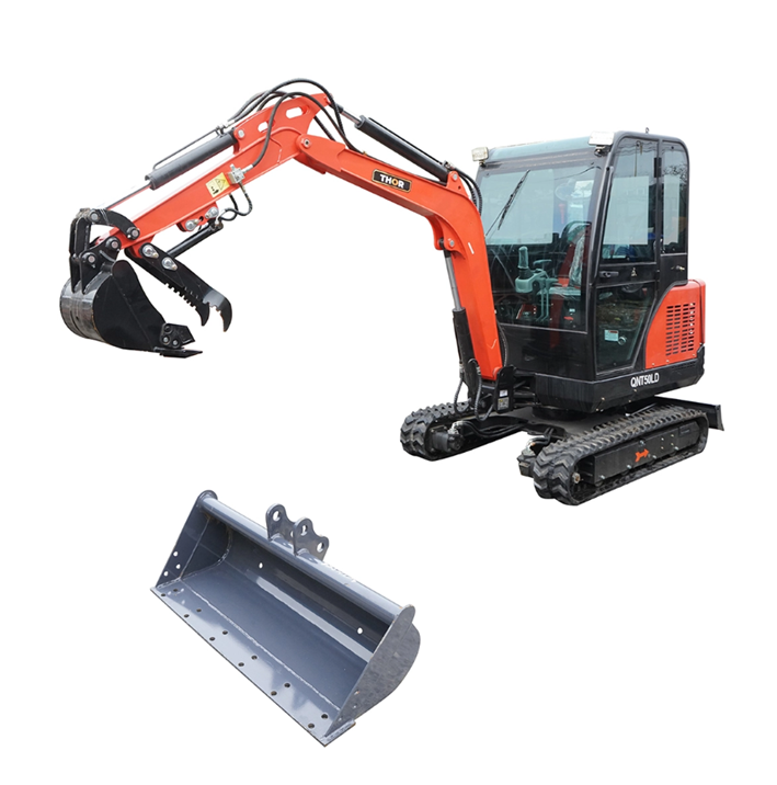 excavator-1 Mini excavator 1.8T cu cabina, motor diesel 25CP (18.4KW), adancime sapare 2300mm, capacitate ridicare 350Kg, 2 cupe incluse 420/985mm - imagine 1