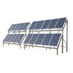 Sistem complet montare structura sol cu stalpi pentru 20-24 panouri solare fotovoltaice de 2384x1096x35mm, 2384x1303x35mm, lungime 13.6m, 70cm garda sol, unghi 30 grade