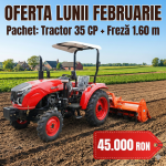 Pachet tractor 35 CP cu freza 1.60 cm