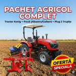 Pachet tractor 25 CP cu freza 140 cm si plug