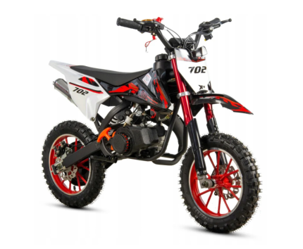 Mini Cross XTR 702, 50cc, 2 timpi, pornire sfoara, roti 10 inch, culoare negru/rosu
