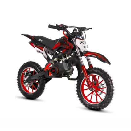 Mini Cross XTR 701, 50cc, 2 timpi, pornire sfoara, roti 10 inch, culoare negru/rosu